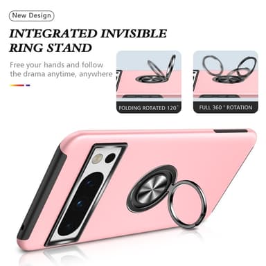 Till Pixel 8 Pro Hybrid skal med Finger Ring - Rosa