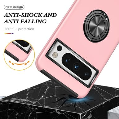 Till Pixel 8 Pro Hybrid skal med Finger Ring - Rosa
