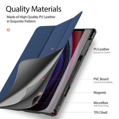 Trifold Stand Folio Case för Samsung Tab S9 Ultra/S8 Ultra Blå Elgiganten