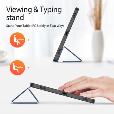 Trifold Stand Folio Case för Samsung Tab S9 Ultra/S8 Ultra Blå Elgiganten