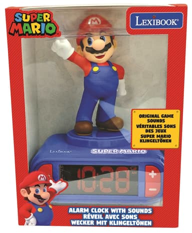 Super Mario Alarm Clock med Mario 3D-figur och ljud från videospelet