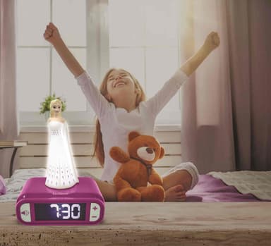 Väckarklocka med nattljus 3D-design Frozen Elsa och ljudeffekter