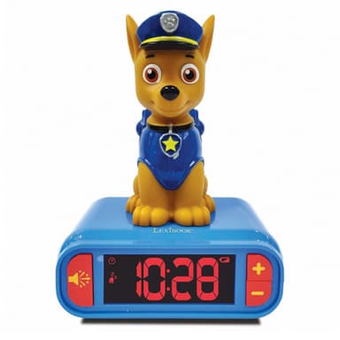 Vækkeur med natlys 3D-design Paw Patrol Chase og lydeffekter