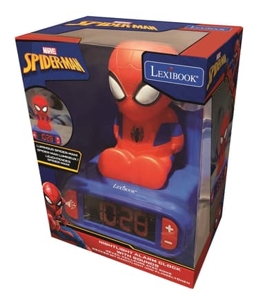 Väckarklocka med nattljus 3D-design SpiderMan och ljudeffekter