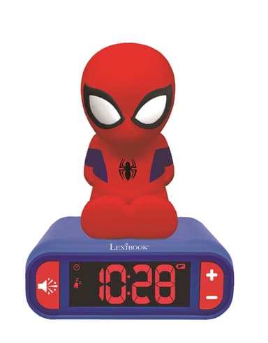 Väckarklocka med nattljus 3D-design SpiderMan och ljudeffekter