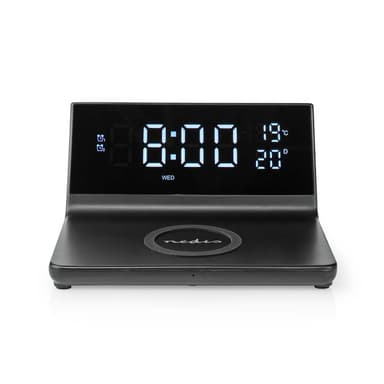 Nedis Trådlös laddare för Väckarklocka | Qi certifierad | 5 / 7.5 / 10 / 15 W | USB A-Hane | 2 Larmtider | Snooze-funktion