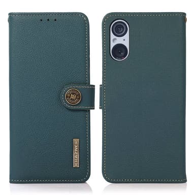 Mobilplånbok 3-kort läder RFID Sony Xperia 5 V - Grön