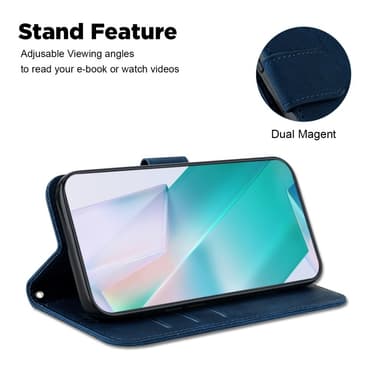 SKALO Motorola Moto G14 Embossed Tiger Plånbok - Mörkblå