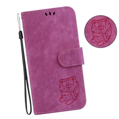 SKALO Motorola Moto G14 Embossed Tiger Plånbok - Cerise
