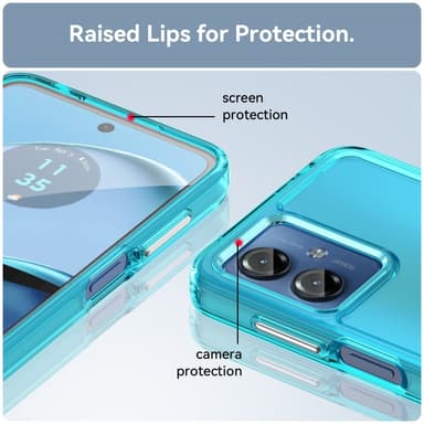 SKALO Motorola Moto G14 Transparent TPU Metalknappar Skal - Turkos