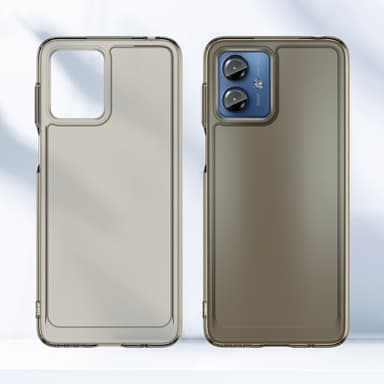 SKALO Motorola Moto G14 Transparent TPU Metalknappar Skal - Grå
