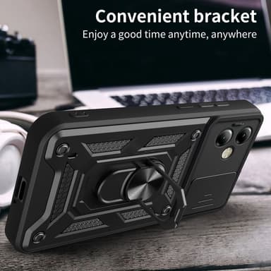 SKALO Motorola Moto G14 Armor Hybrid Metallring Kameraslider - Röd