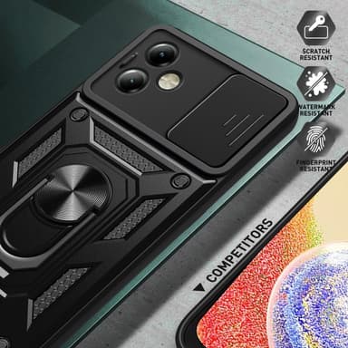 SKALO Motorola Moto G14 Armor Hybrid Metallring Kameraslider - Röd
