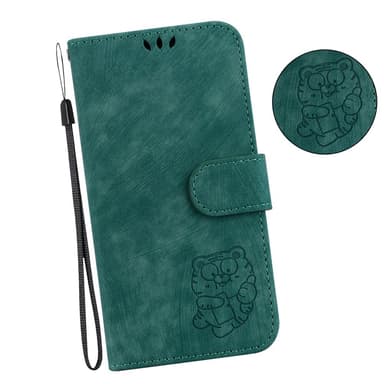 SKALO Motorola Moto G14 Embossed Tiger Plånbok - Grön