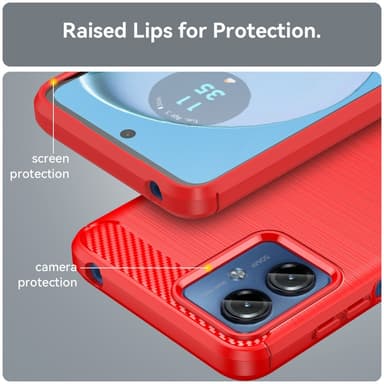 SKALO Motorola Moto G14 Armor Carbon Stöttåligt TPU-skal - Röd