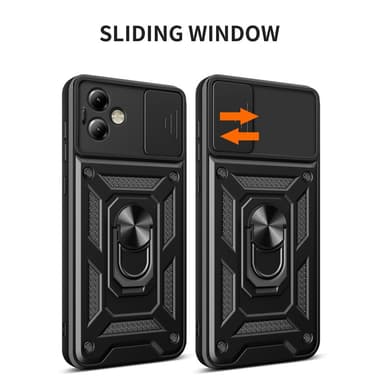 SKALO Motorola Moto G14 Armor Hybrid Metallring Kameraslider - Röd
