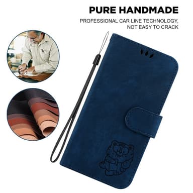 SKALO Motorola Moto G14 Embossed Tiger Plånbok - Mörkblå