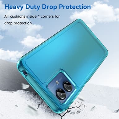 SKALO Motorola Moto G14 Transparent TPU Metalknappar Skal - Turkos