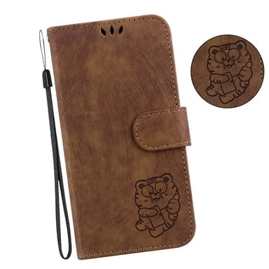 SKALO Motorola Moto G14 Embossed Tiger Plånbok - Brun