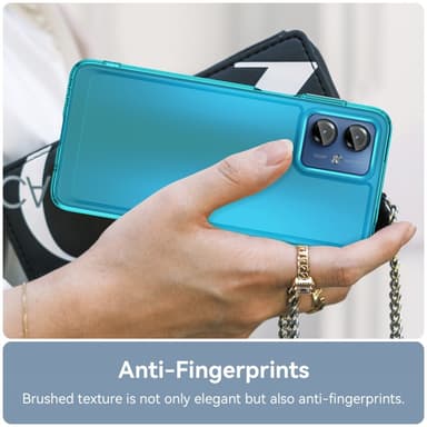 SKALO Motorola Moto G14 Transparent TPU Metalknappar Skal - Turkos
