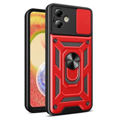 SKALO Motorola Moto G14 Armor Hybrid Metallring Kameraslider - Röd