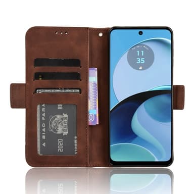 SKALO Motorola Moto G14 6-FACK Plånboksfodral - Brun