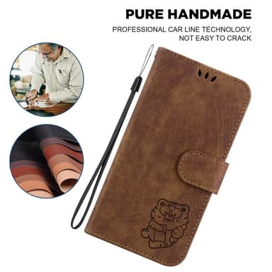 SKALO Motorola Moto G14 Embossed Tiger Plånbok - Brun