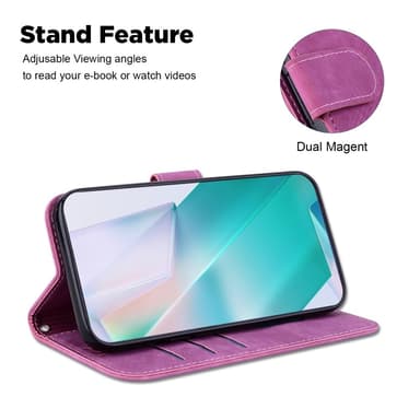 SKALO Motorola Moto G14 Embossed Tiger Plånbok - Cerise