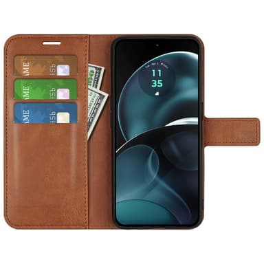 SKALO Motorola Moto G14 Premium Plånboksfodral - Brun