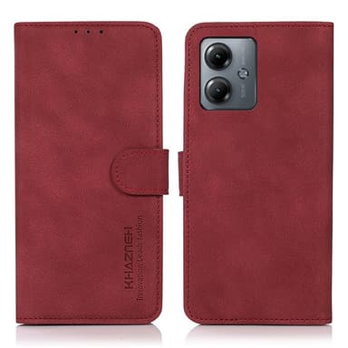 SKALO Motorola Moto G14 KHAZNEH Plånboksfodral i PU-Läder - Röd