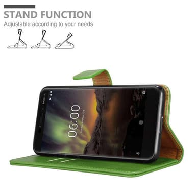Nokia 6.1 Plånboksfodral Skal (Grön)