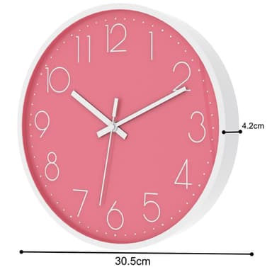 Väggklocka i30,5 cm diameter Klocka (vit - rosa)