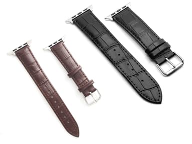 SKALO Läderarmband med krokodilmönster Apple Watch 42/44/45/49mm - Svart