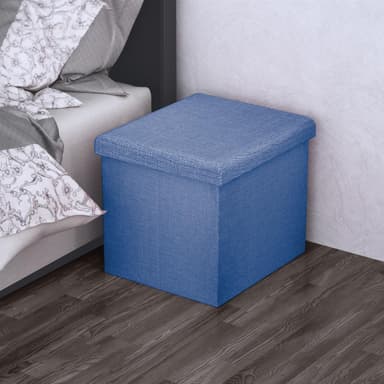 Hopfällbar sittpall 38x38x38 cm Sittstol Sittkub (blå)