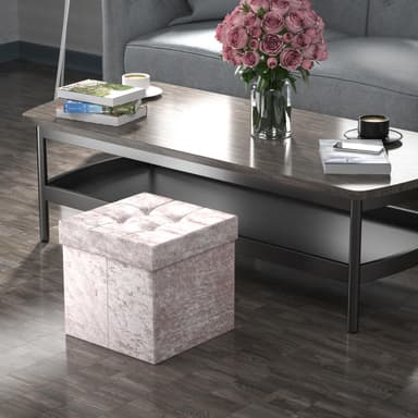 Hopfällbar Sittpall Sittkub 38x38x38cm Fotstöd (rosa)