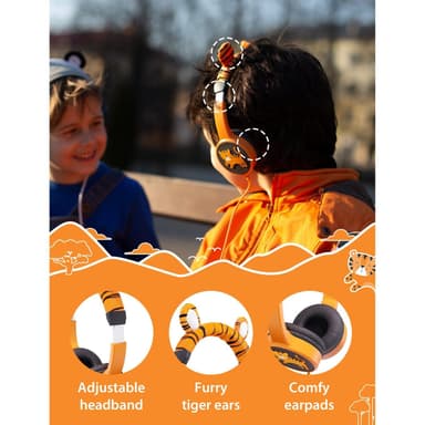 Charlie the Tiger Furry hörlurar med sladd för barn