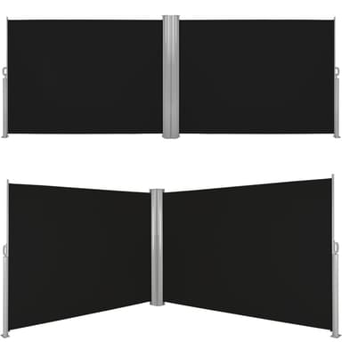 tectake Sidomarkis dubbel i Aluminium - 200 x 600 cm, svart