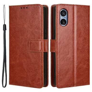 SKALO Sony Xperia 5 V Plånboksfodral i PU-Läder - Brun
