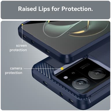 SKALO Xiaomi 13T/13T Pro Armor Carbon Stöttåligt TPU-skal - Blå