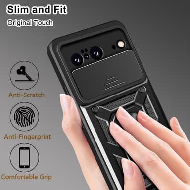 SKALO Google Pixel 8 Armor Hybrid Metallring Kameraslider - Svart