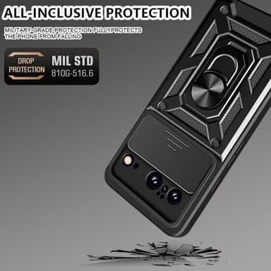 SKALO Google Pixel 8 Armor Hybrid Metallring Kameraslider - Svart