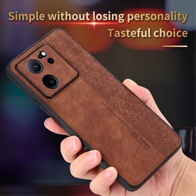 SKALO Xiaomi 13T/13T Pro AZNS PU-Läder Skal - Brun