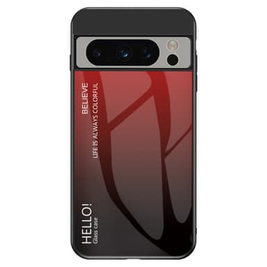 SKALO Google Pixel 8 Pro Gradient Härdat Glas TPU-skal - Röd