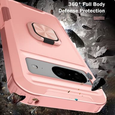 SKALO Google Pixel 8 Armor Hybrid Metallring skal - Rosa