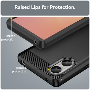 SKALO Sony Xperia 5 V Armor Carbon Stöttåligt TPU-skal - Svart