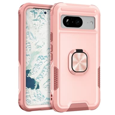 SKALO Google Pixel 8 Armor Hybrid Metallring skal - Rosa