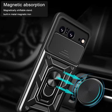 SKALO Google Pixel 8 Armor Hybrid Metallring Kameraslider - Svart