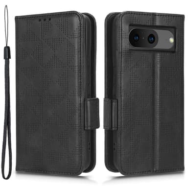 SKALO Google Pixel 8 Embossed Triangle Plånboksfodral - Svart