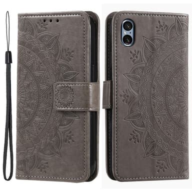 SKALO Sony Xperia 5 V Mandala Plånboksfodral - Grå