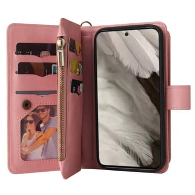 SKALO Google Pixel 8 Big Wallet 17-FACK Plånboksfodral - Rosa